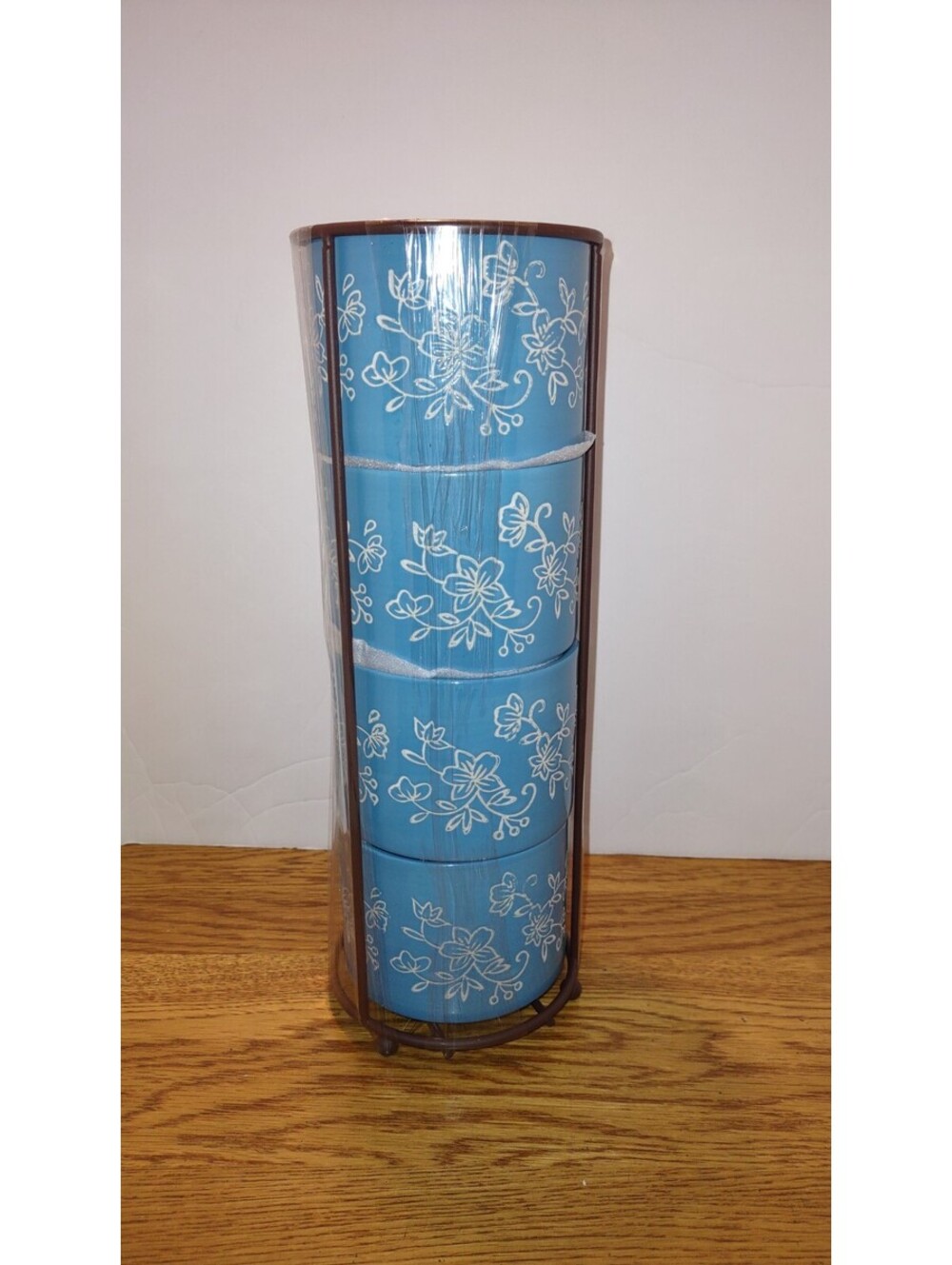 Temp-tations Floral Lace Light Blue Stackable Mugs NEW SEALED - Picture 3 of 9
